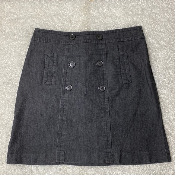 Sandro Grey/Blue Light Weight Denim Sailor Style Pockets Zipper A-Line Skirt 12P - Picture 8 of 8